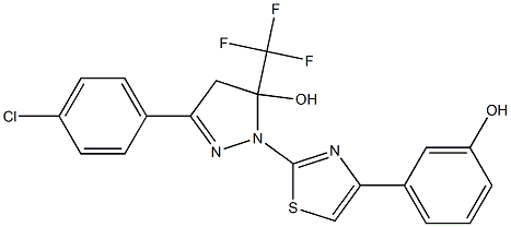 3-(4-CHLOROPHENYL)-1-[4-(3-HYDROXYPHENYL)-1,3-THIAZOL-2-YL]-5-(TRIFLUOROMETHYL)-4,5-DIHYDRO-1H-PYRAZOL-5-OL Struktur