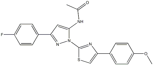 N-{3-(4-FLUOROPHENYL)-1-[4-(4-METHOXYPHENYL)-1,3-THIAZOL-2-YL]-1H-PYRAZOL-5-YL}ACETAMIDE Struktur