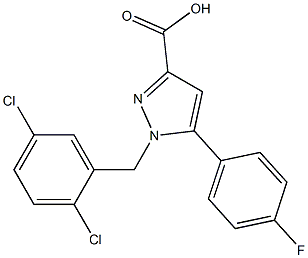 1-(2,5-DICHLOROBENZYL)-5-(4-FLUOROPHENYL)-1H-PYRAZOLE-3-CARBOXYLIC ACID Struktur