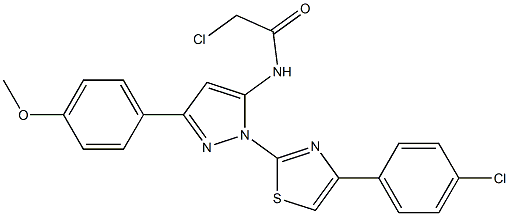 2-CHLORO-N-[1-[4-(4-CHLOROPHENYL)-1,3-THIAZOL-2-YL]-3-(4-METHOXYPHENYL)-1H-PYRAZOL-5-YL]ACETAMIDE Struktur