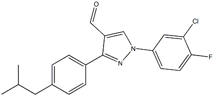 1-(3-CHLORO-4-FLUOROPHENYL)-3-(4-ISOBUTYLPHENYL)-1H-PYRAZOLE-4-CARBALDEHYDE Struktur