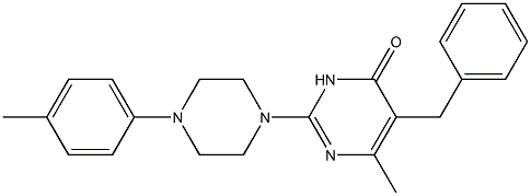 5-BENZYL-2-[4-(4-METHYLPHENYL)-1-PIPERAZINYL]-6-METHYL-4(3H)-PYRIMIDINONE Struktur