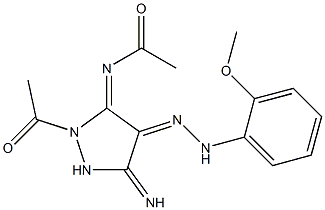 N-{(3E,4E)-2-ACETYL-5-IMINO-4-[(2-METHOXYPHENYL)HYDRAZONO]PYRAZOLIDIN-3-YLIDENE}ACETAMIDE Struktur