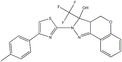 2-[4-(4-METHYLPHENYL)-1,3-THIAZOL-2-YL]-3-(TRIFLUOROMETHYL)-2,3,3A,4-TETRAHYDROCHROMENO[4,3-C]PYRAZOL-3-OL Struktur