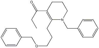 1-[1-BENZYL-2-(3-BENZYLOXYPROPYL)-1,4,5,6-TETRAHYDROPYRIDIN-3-YL]PROPAN-1-ONE Struktur