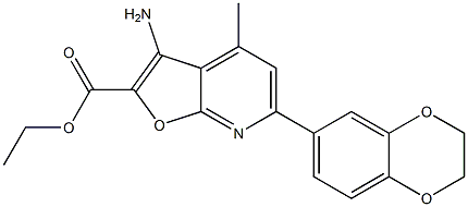 ETHYL 3-AMINO-6-(2,3-DIHYDROBENZO[B][1,4]DIOXIN-7-YL)-4-METHYLFURO[2,3-B]PYRIDINE-2-CARBOXYLATE Struktur