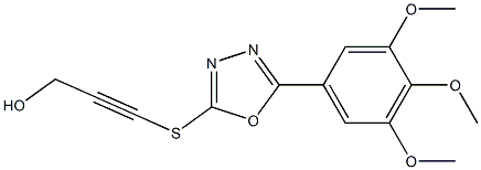 3-([5-(3,4,5-TRIMETHOXYPHENYL)-1,3,4-OXADIAZOL-2-YL]THIO)PROP-2-YN-1-OL Struktur