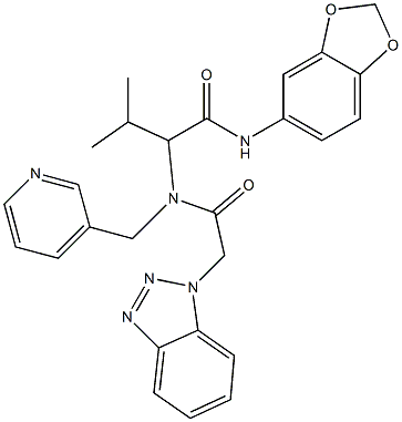 N-(1,3-BENZODIOXOL-5-YL)-2-[[2-(1H-1,2,3-BENZOTRIAZOL-1-YL)ACETYL](3-PYRIDINYLMETHYL)AMINO]-3-METHYLBUTANAMIDE Struktur