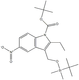 3-(TERT-BUTYL-DIMETHYL-SILANYLOXYMETHYL)-2-ETHYL-5-NITRO-INDOLE-1-CARBOXYLIC ACID TERT-BUTYL ESTER Struktur