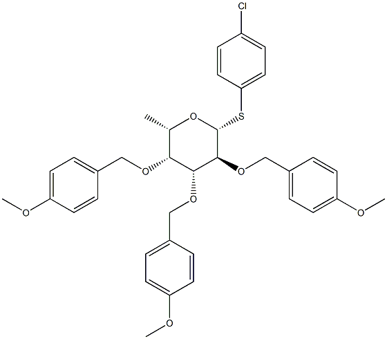 4-CHLORO-PHENYL 2,3,4-TRI-O-(4-METHOXYBENZYL)-1-THIO-BETA-L-FUCOPYRANOSIDE Struktur