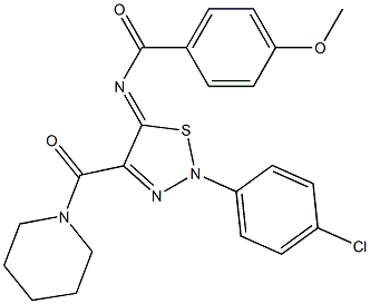 N-[2-(4-CHLOROPHENYL)-4-(1-PIPERIDINYLCARBONYL)-1,2,3-THIADIAZOL-5(2H)-YLIDENE]-4-METHOXYBENZAMIDE Struktur