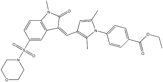 (Z)-ETHYL 4-(2,5-DIMETHYL-3-((1-METHYL-5-(MORPHOLINOSULFONYL)-2-OXOINDOLIN-3-YLIDENE)METHYL)-1H-PYRROL-1-YL)BENZOATE Struktur