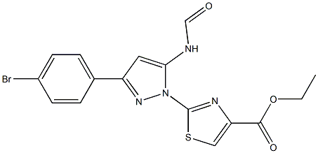 ETHYL 2-[3-(4-BROMOPHENYL)-5-(FORMYLAMINO)-1H-PYRAZOL-1-YL]-1,3-THIAZOLE-4-CARBOXYLATE Struktur