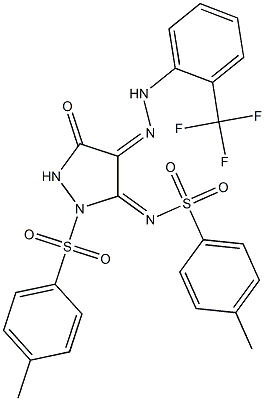 (E)-4-METHYL-N-((Z)-5-OXO-2-(P-TOLYLSULFONYL)-4-(2-(2-(TRIFLUOROMETHYL)PHENYL)HYDRAZONO)PYRAZOLIDIN-3-YLIDENE)BENZENESULFONAMIDE Struktur