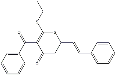 5-BENZOYL-6-ETHYLSULFANYL-2-STYRYL-2,3-DIHYDROTHIOPYRAN-4-ONE Struktur