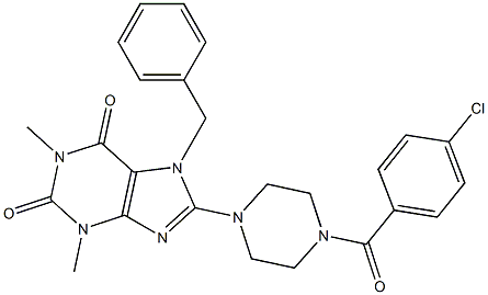 8-(4-(4-CHLOROBENZOYL)PIPERAZIN-1-YL)-7-BENZYL-1,3-DIMETHYL-3,7-DIHYDRO-1H-PURINE-2,6-DIONE Struktur