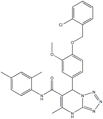 7-(4-(2-CHLOROBENZYLOXY)-3-METHOXYPHENYL)-N-(2,4-DIMETHYLPHENYL)-5-METHYL-4,7-DIHYDROTETRAZOLO[1,5-A]PYRIMIDINE-6-CARBOXAMIDE Struktur