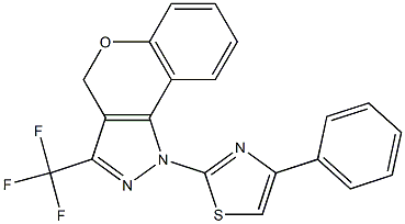 1-(4-PHENYL-1,3-THIAZOL-2-YL)-3-(TRIFLUOROMETHYL)-1,4-DIHYDROCHROMENO[4,3-C]PYRAZOLE Struktur