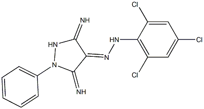 (4E)-3,5-DIIMINO-1-PHENYLPYRAZOLIDIN-4-ONE (2,4,6-TRICHLOROPHENYL)HYDRAZONE Struktur