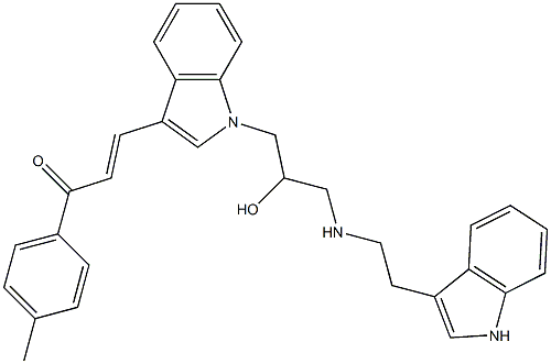 (E)-3-[1-(2-HYDROXY-3-{[2-(1H-INDOL-3-YL)ETHYL]AMINO}PROPYL)-1H-INDOL-3-YL]-1-(4-METHYLPHENYL)-2-PROPEN-1-ONE Struktur