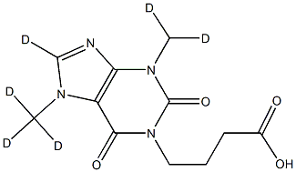 1-(3-CARBOXYPROPYL)3,7-DIMETHYL XANTHINE-D6 Struktur