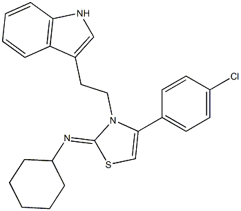 N-[4-(4-CHLOROPHENYL)-3-[2-(1H-INDOL-3-YL)ETHYL]-1,3-THIAZOL-2(3H)-YLIDENE]CYCLOHEXANAMINE Struktur