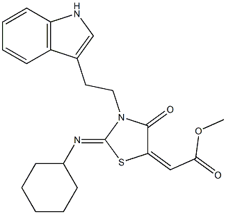 METHYL 2-{3-[2-(1H-INDOL-3-YL)ETHYL]-2-[CYCLOHEXYLIMINO]-4-OXO-1,3-THIAZOLIDIN-5-YLIDENE}ACETATE Struktur