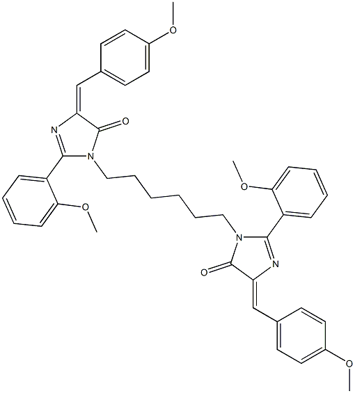 (E)-4-(4-METHOXYBENZYLIDENE)-1-(6-((Z)-4-(4-METHOXYBENZYLIDENE)-2-(2-METHOXYPHENYL)-5-OXO-4,5-DIHYDROIMIDAZOL-1-YL)HEXYL)-2-(2-METHOXYPHENYL)-1H-IMIDAZOL-5(4H)-ONE Struktur