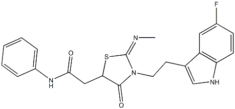 2-[3-[2-(5-FLUORO-1H-INDOL-3-YL)ETHYL]-4-OXO-2-(METHYLIMINO)-1,3-THIAZOLIDIN-5-YL]-N-PHENYLACETAMIDE Struktur