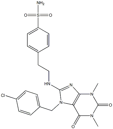 4-(2-(7-(4-CHLOROBENZYL)-1,3-DIMETHYL-2,6-DIOXO-2,3,6,7-TETRAHYDRO-1H-PURIN-8-YLAMINO)ETHYL)BENZENESULFONAMIDE Struktur