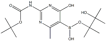 2-TERT-BUTYLOXYCARBONYLAMINO-4-HYDROXY-6-METHYL PYRIMIDINE-5-BORONIC ACID PINACOL ESTER Struktur