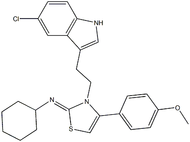 N-[3-[2-(5-CHLORO-1H-INDOL-3-YL)ETHYL]-4-(4-METHOXYPHENYL)-1,3-THIAZOL-2(3H)-YLIDENE]CYCLOHEXANAMINE Struktur