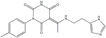 (5E)-5-(1-{[2-(1H-IMIDAZOL-5-YL)ETHYL]AMINO}ETHYLIDENE)-1-(4-METHYLPHENYL)PYRIMIDINE-2,4,6(1H,3H,5H)-TRIONE Struktur