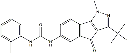 N-(3-(TERT-BUTYL)-1-METHYL-4-OXOINDENO[2,3-D]PYRAZOL-6-YL)((2-METHYLPHENYL)AMINO)FORMAMIDE Struktur