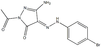 (4E)-1-ACETYL-3-AMINO-1H-PYRAZOLE-4,5-DIONE 4-[(4-BROMOPHENYL)HYDRAZONE] Struktur