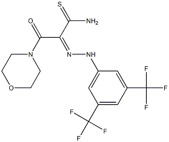 (2Z)-2-{[3,5-BIS(TRIFLUOROMETHYL)PHENYL]HYDRAZONO}-3-MORPHOLIN-4-YL-3-OXOPROPANETHIOAMIDE Struktur