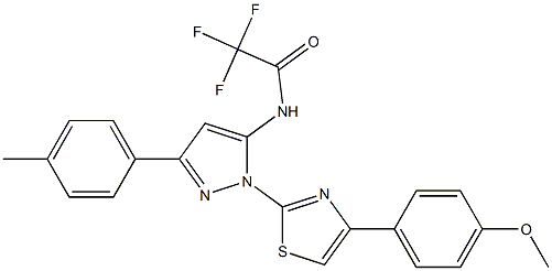 2,2,2-TRIFLUORO-N-[1-[4-(4-METHOXYPHENYL)-1,3-THIAZOL-2-YL]-3-(4-METHYLPHENYL)-1H-PYRAZOL-5-YL]ACETAMIDE Struktur