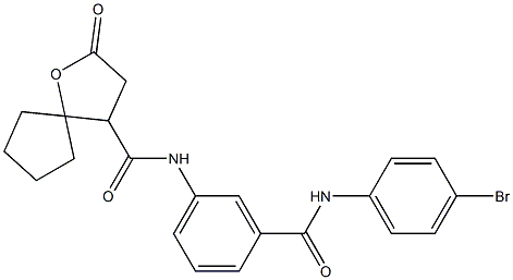 N-(3-{[(4-BROMOPHENYL)AMINO]CARBONYL}PHENYL)-2-OXO-1-OXASPIRO[4.4]NONANE-4-CARBOXAMIDE Struktur