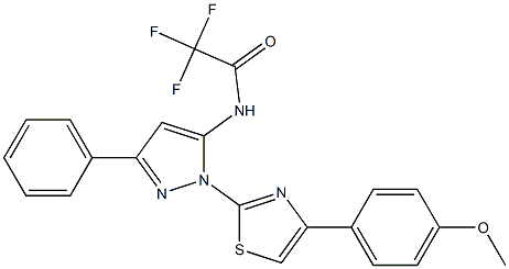 2,2,2-TRIFLUORO-N-{1-[4-(4-METHOXYPHENYL)-1,3-THIAZOL-2-YL]-3-PHENYL-1H-PYRAZOL-5-YL}ACETAMIDE Struktur