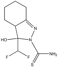 3-DIFLUOROMETHYL-3,3A,4,5,6,7-HEXAHYDRO-3-HYDROXY-2-THIOCARBAMOYL-2H-INDAZOLE Struktur