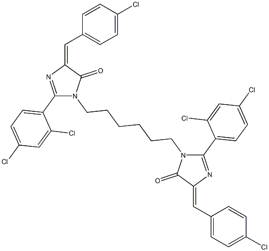 (E)-4-(4-CHLOROBENZYLIDENE)-1-(6-((Z)-4-(4-CHLOROBENZYLIDENE)-2-(2,4-DICHLOROPHENYL)-5-OXO-4,5-DIHYDROIMIDAZOL-1-YL)HEXYL)-2-(2,4-DICHLOROPHENYL)-1H-IMIDAZOL-5(4H)-ONE Struktur