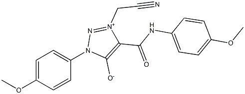 3-(CYANOMETHYL)-1-(4-METHOXYPHENYL)-4-{[(4-METHOXYPHENYL)AMINO]CARBONYL}-1H-1,2,3-TRIAZOL-3-IUM-5-OLATE Struktur