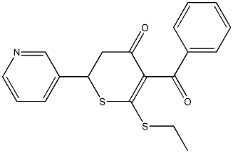 5-BENZOYL-6-ETHYLSULFANYL-2-PYRIDIN-3-YL-2,3-DIHYDROTHIOPYRAN-4-ONE Struktur