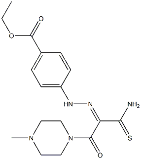 ETHYL 4-((2E)-2-{2-AMINO-1-[(4-METHYLPIPERAZIN-1-YL)CARBONYL]-2-THIOXOETHYLIDENE}HYDRAZINO)BENZOATE Struktur