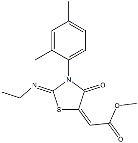 METHYL (2Z)-[(2Z)-3-(2,4-DIMETHYLPHENYL)-2-(ETHYLIMINO)-4-OXO-1,3-THIAZOLIDIN-5-YLIDENE]ACETATE Struktur