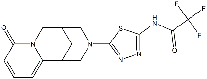 2,2,2-TRIFLUORO-N-[5-(6-OXO-7,11-DIAZATRICYCLO[7.3.1.0~2,7~]TRIDECA-2,4-DIEN-11-YL)-1,3,4-THIADIAZOL-2-YL]ACETAMIDE Struktur