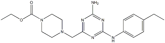 ETHYL 4-{[4-AMINO-6-(4-ETHYLANILINO)-1,3,5-TRIAZIN-2-YL]METHYL}-1-PIPERAZINECARBOXYLATE Struktur