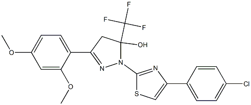 1-[4-(4-CHLOROPHENYL)-1,3-THIAZOL-2-YL]-3-(2,4-DIMETHOXYPHENYL)-5-(TRIFLUOROMETHYL)-4,5-DIHYDRO-1H-PYRAZOL-5-OL Struktur