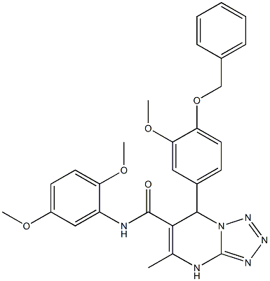 7-(4-(BENZYLOXY)-3-METHOXYPHENYL)-N-(2,5-DIMETHOXYPHENYL)-5-METHYL-4,7-DIHYDROTETRAZOLO[1,5-A]PYRIMIDINE-6-CARBOXAMIDE Struktur