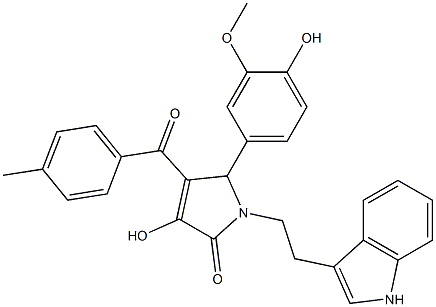 3-HYDROXY-5-(4-HYDROXY-3-METHOXYPHENYL)-1-[2-(1H-INDOL-3-YL)ETHYL]-4-(4-METHYLBENZOYL)-1,5-DIHYDRO-2H-PYRROL-2-ONE Struktur